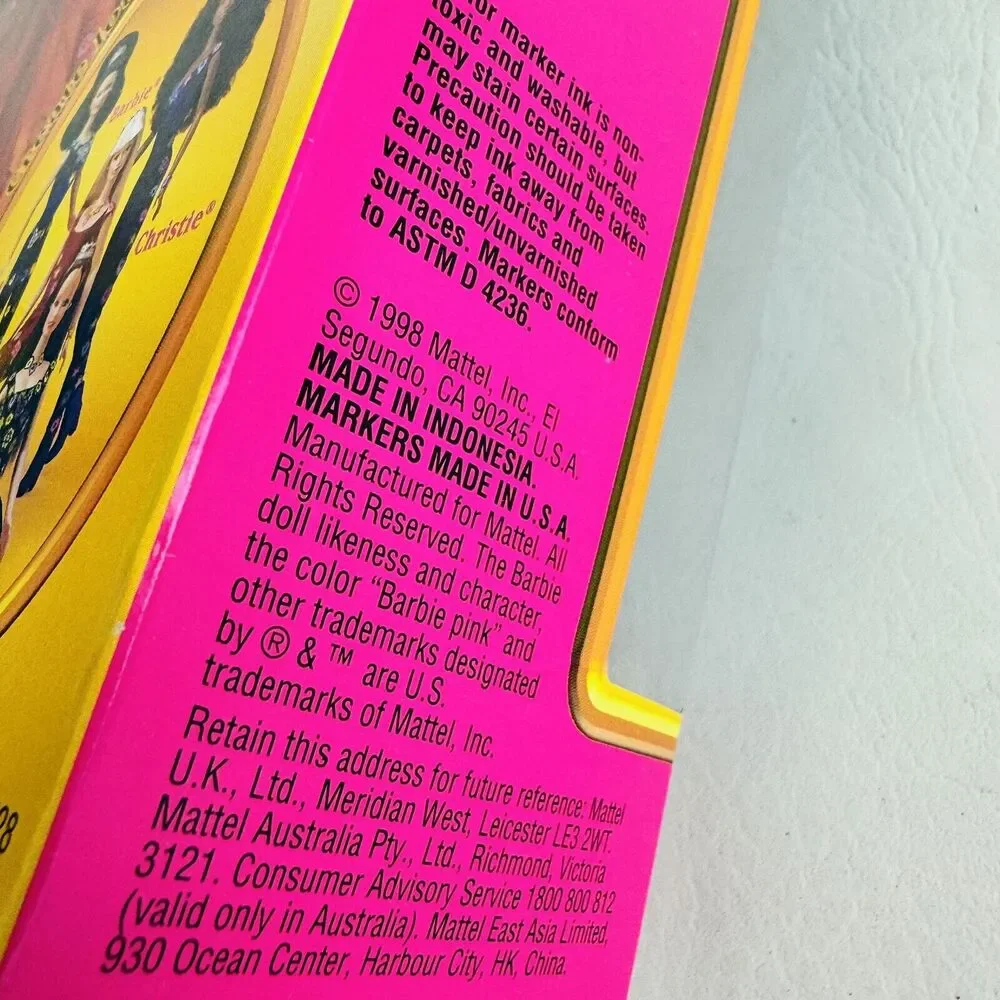 Barbie Very Velvet Doll 20528 Vintage 1998 Markers‎ Stickers Blonde New